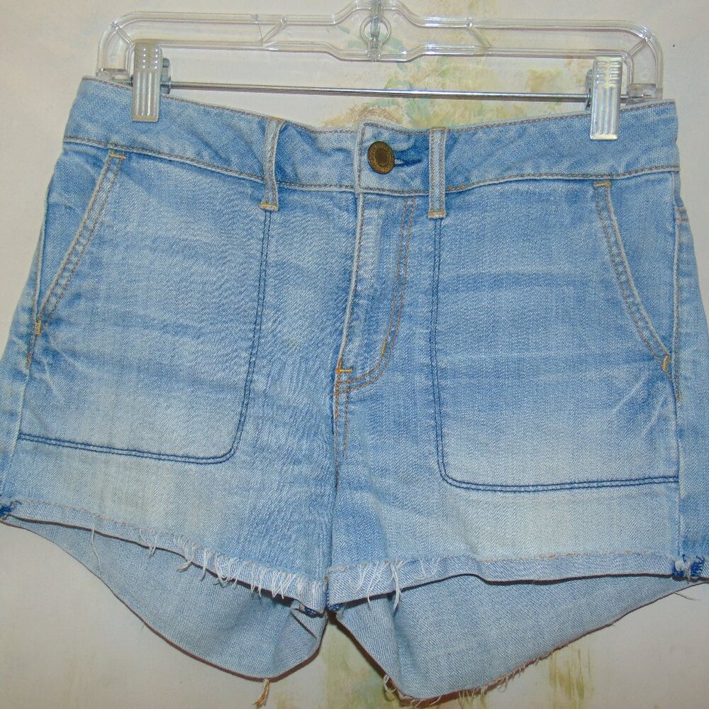 American Eagle Hippy Pocket Cut Off Cuffed Shorts Ladies 4 Distressed Fringe